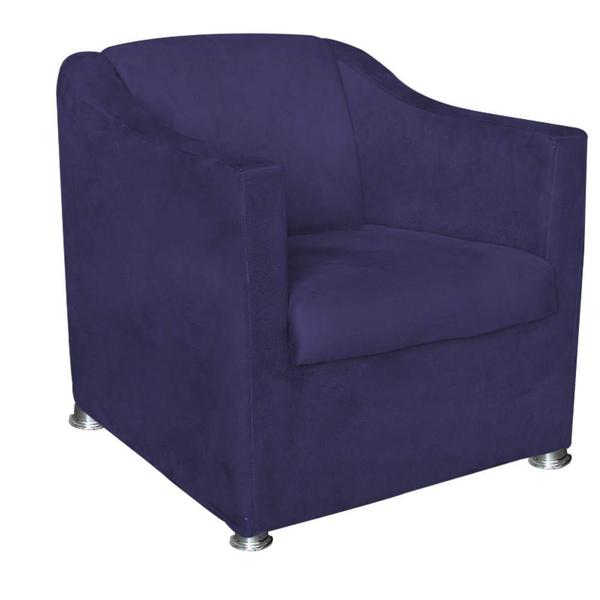 Imagem de Kit 2 Poltronas Decorativas Tilla Suede Azul Marinho - Móveis Mafer