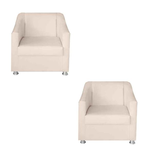 Imagem de Kit 2 Poltronas Decorativas Tilla Suede Bege - Móveis Mafer