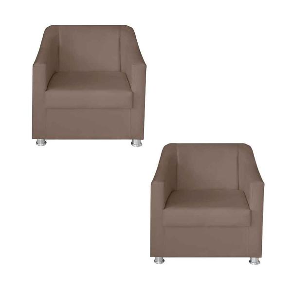 Imagem de Kit 2 Poltronas Decorativas Tilla Suede Cappuccino - Móveis Mafer