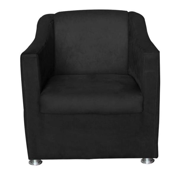 Imagem de Kit 2 Poltronas Decorativas Tilla Suede Preto - Móveis Mafer