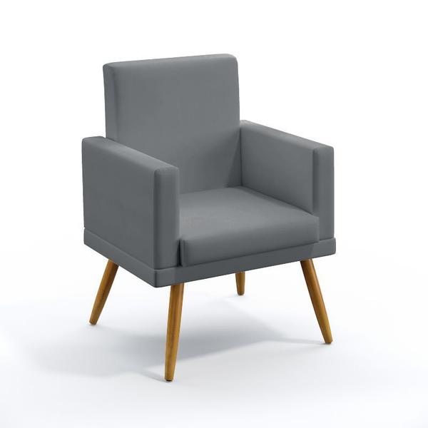 Imagem de Kit 2 Poltronas Decorativas Vega Com Rodapé Suede Cinza Aradecor