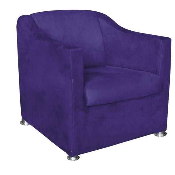 Imagem de Kit 2 Poltronas e 1 Namoradeira Tilla e 1 Puff Dado Suede Roxo - Móveis Mafer