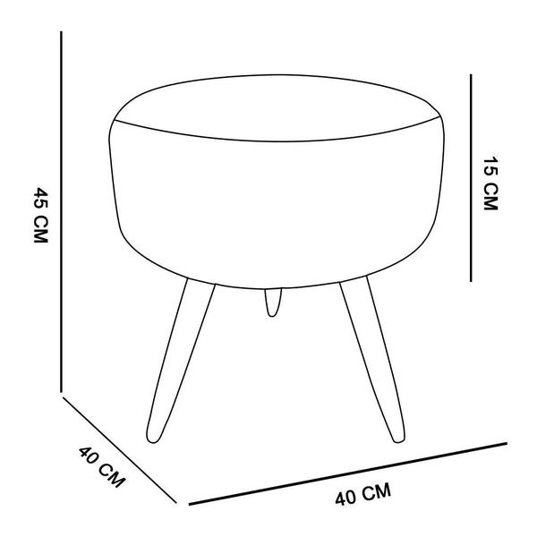 Imagem de Kit 2 Poltronas e 2 Puffs Banqueta Redonda Nina Veludo Marrom Pés Palito Castanho - Pallazio