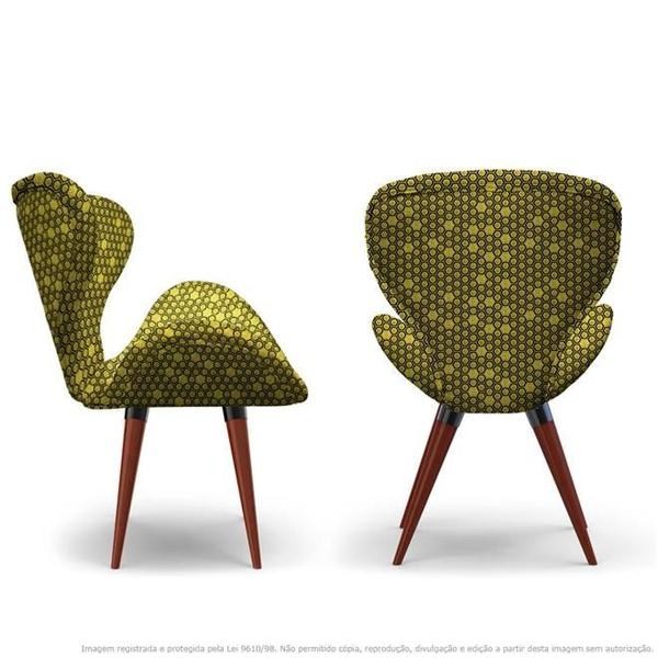 Imagem de Kit 2 Poltronas Egg Colmeia Amarelo e Preto Cadeira Decorativa com Base Fixa