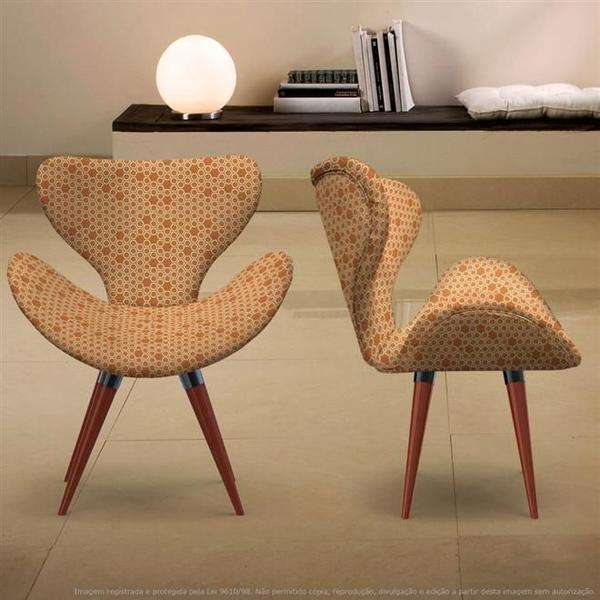 Imagem de Kit 2 Poltronas Egg Colmeia Laranja e Marrom Cadeira Decorativa com Base Fixa