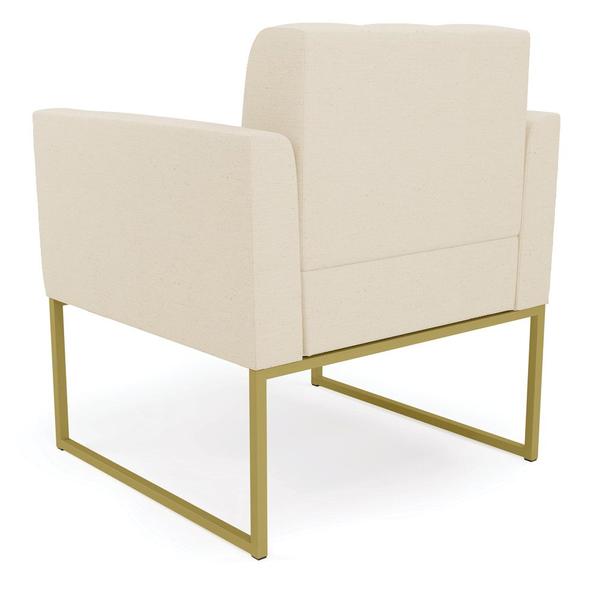 Imagem de Kit 2 Poltronas Elisa Linho Base Metálica Industrial Dourado - D'Rossi