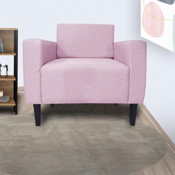 Imagem de Kit 2 Poltronas Estofadas Decorativas Para Recepção Manu Corano Rosa Bebe - DL DECOR