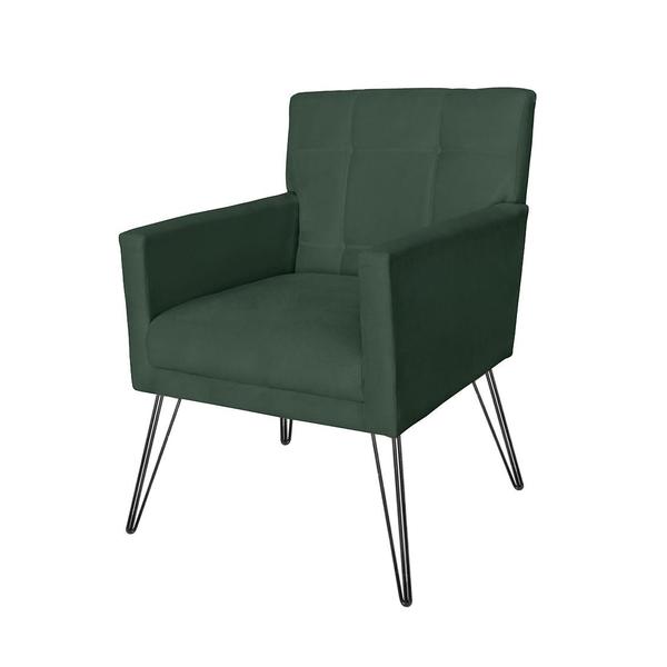 Imagem de Kit 2 Poltronas Estofadas Para Escritório Pés de Ferro Onix Suede Verde - DL Decor