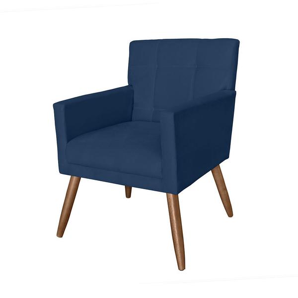 Imagem de Kit 2 Poltronas Estofadas Para Salão de Beleza Luiza Suede Azul Marinho - DL Decor