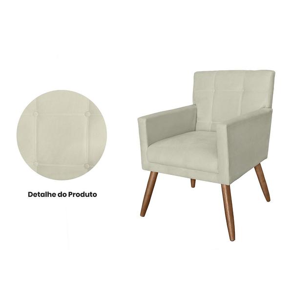 Imagem de Kit 2 Poltronas Estofadas Para Salão de Beleza Luiza Suede Bege - DL Decor