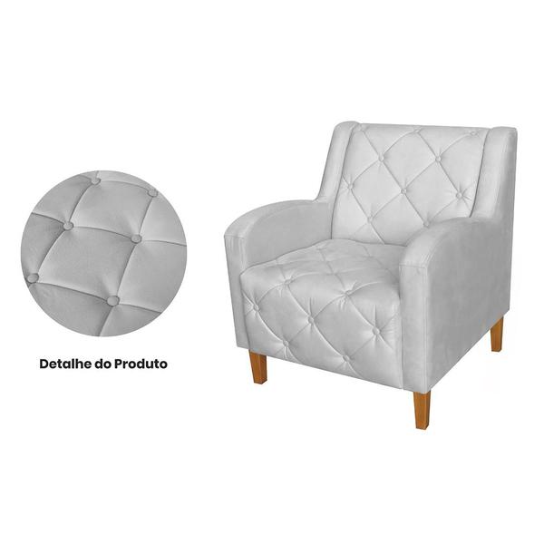 Imagem de Kit 2 Poltronas Estofadas Para Salão de Beleza Munique Corano Branco  - LM DECOR