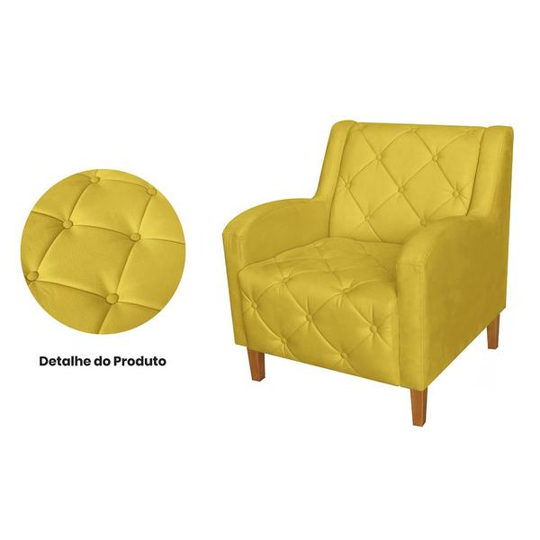 Imagem de Kit 2 Poltronas Estofadas Para Salão de Beleza Munique Suede Amarelo  - LM DECOR