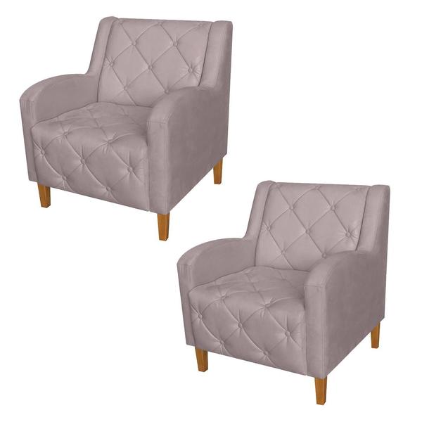 Imagem de Kit 2 Poltronas Estofadas Para Salão de Beleza Munique Suede Rosê  - LM DECOR