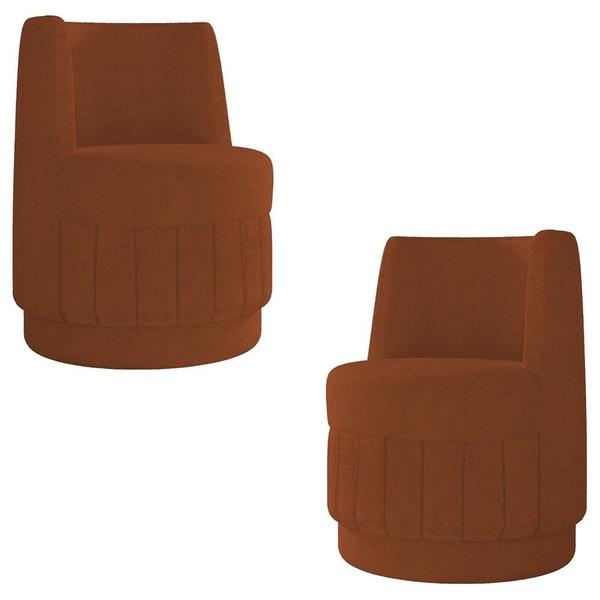 Imagem de Kit 2 Poltronas Giratória Decorativa para Sala Isa K04 Bouclê Terracota - Mpozenato