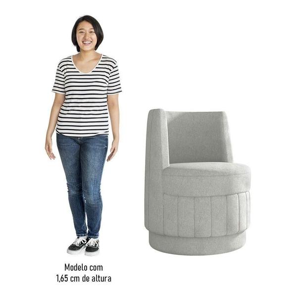 Imagem de Kit 2 Poltronas Giratória Decorativa Para Sala Isa K04 Linho Cinza - Mpozenato