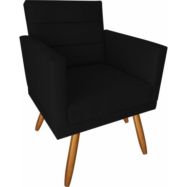 Imagem de Kit 2 Poltronas Luxo Decorativas Nina E 2 Puffs Suede Preto