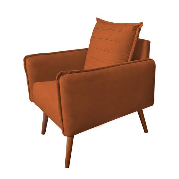 Imagem de Kit 2 Poltronas Mandara Vintage Pés Palilto Suede Terracota