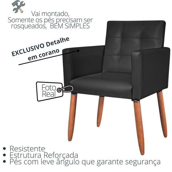 Imagem de Kit 2 Poltronas material sintético para Sala de Espera Decorativa Cadeira Estofada Resistente Escritório Recepção Manicure