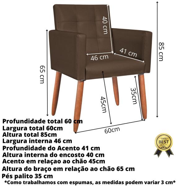 Imagem de Kit 2 Poltronas material sintético para Sala de Estar Decorativa Cadeira Estofada Resistente Escritório Recepção Manicure