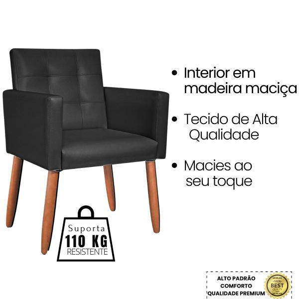 Imagem de Kit 2 Poltronas material sintético para Sala de Estar Decorativa Cadeira Estofada Resistente Escritório Recepção Manicure