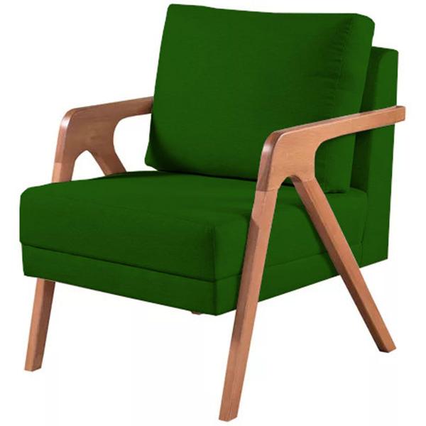 Imagem de Kit 2 Poltronas Mona Madeira Maciça Suede Verde Kimi Design