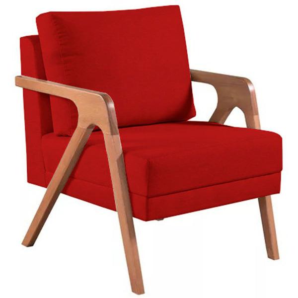 Imagem de Kit 2 Poltronas Mona Madeira Maciça Suede Vermelho Kimi Design