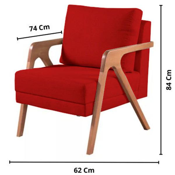 Imagem de Kit 2 Poltronas Mona Madeira Maciça Veludo Vermelho Kimi Design