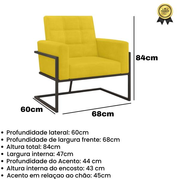 Imagem de Kit 2 Poltronas Namoradeira Base de ferro para Sala de Espera Decorativa Cadeira Estofada Resistente Escritório Recepção Manicure