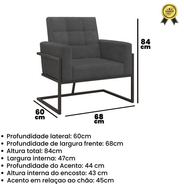 Imagem de Kit 2 Poltronas Namoradeira Base de ferro para Sala de Espera Decorativa Cadeira Estofada Resistente Escritório Recepção Manicure