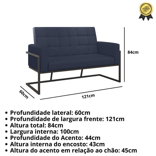 Imagem de Kit 2 Poltronas  Namoradeira material sintético Base de ferro para Sala de Espera Decorativa Cadeira Estofada Resistente Escritório Recepção Manicure