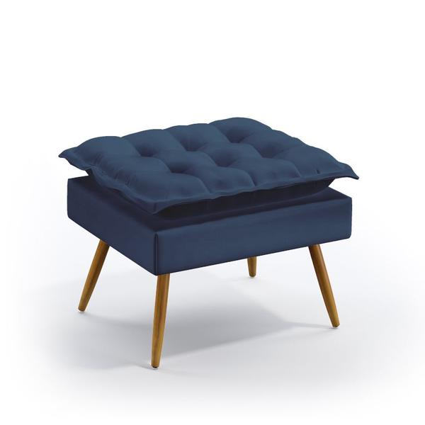 Imagem de Kit 2 Poltronas Namoradeiras Decorativas Beta e Puff Lunar Suede Azul Marinho Aradecor