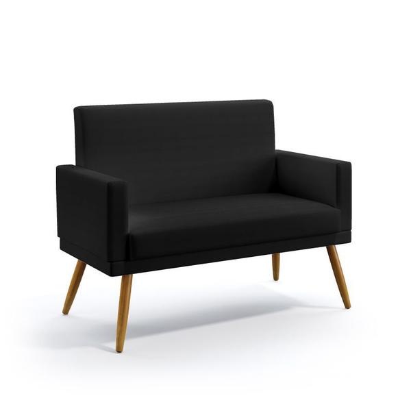 Imagem de Kit 2 Poltronas Namoradeiras Decorativas Estofadas Para Sala De Estar Vega Com Rodapé Sued Preto Aradecor