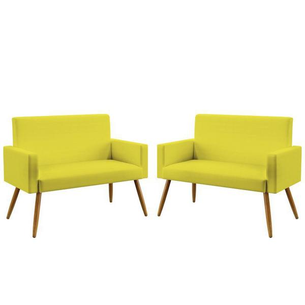 Imagem de Kit 2 Poltronas Namoradeiras Decorativas Estofadas Vega Sued Amarelo Aradecor