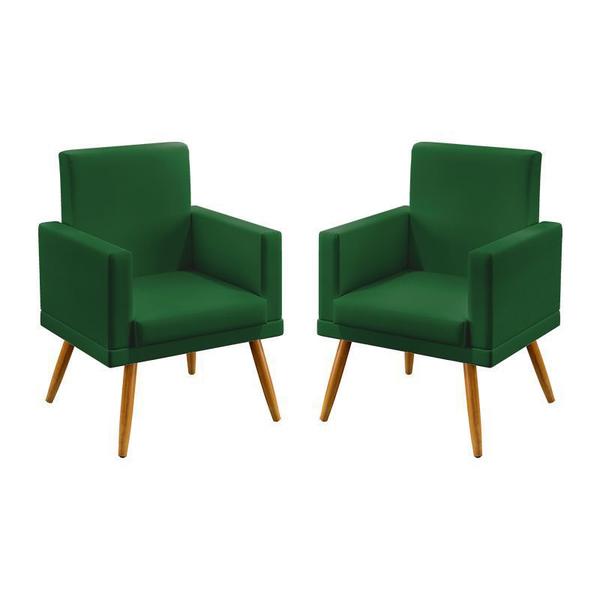 Imagem de Kit 2 Poltronas Nina Com Rodapé Suede Verde Aradecor