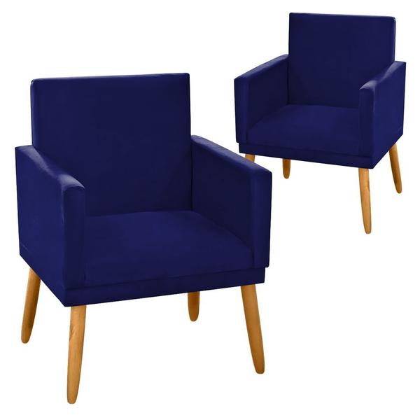 Imagem de Kit 2 Poltronas Nina CR suede azul marinho para decoração