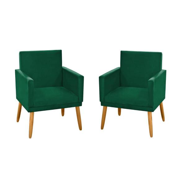 Imagem de Kit 2 Poltronas Nina Decorativa p/ Sala Suede Verde Militar