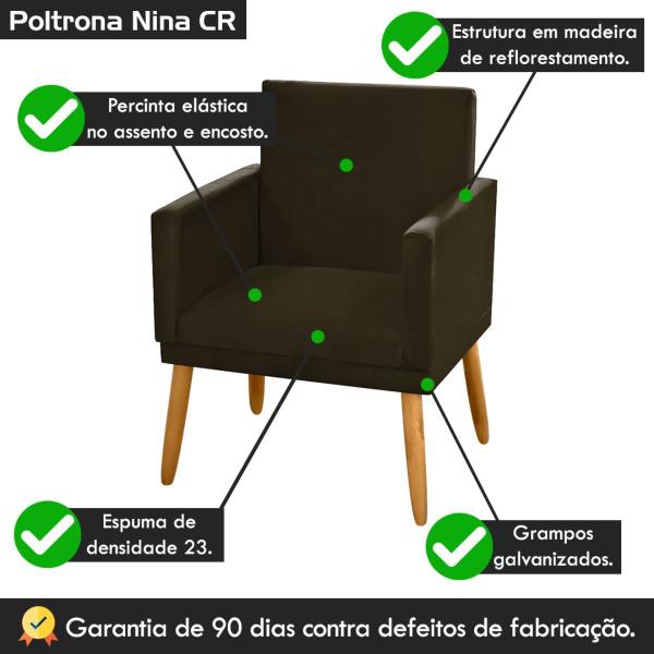 Imagem de kit 2 Poltronas Nina Decorativas  Luxo  Marrom Escuro Rodapé Pé Palito Madeira-Maitê Moda Casa