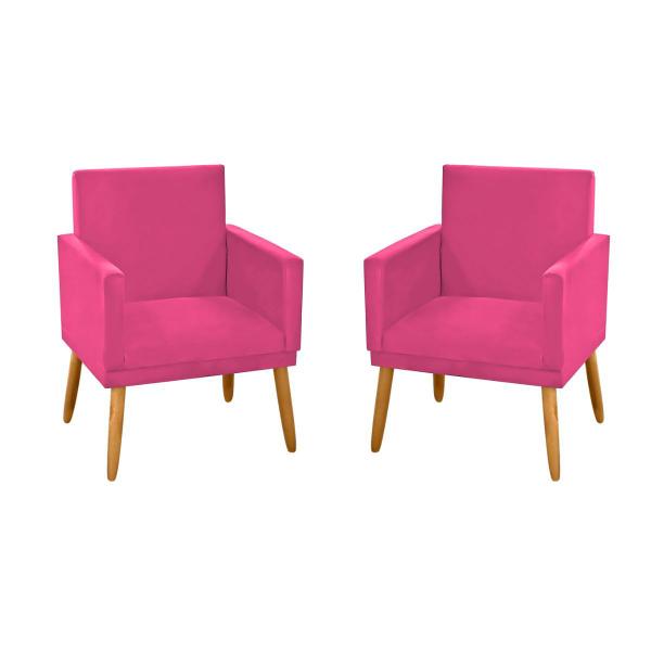 Imagem de kit 2 Poltronas Nina Decorativas  Luxo material sintético Rosa Pink