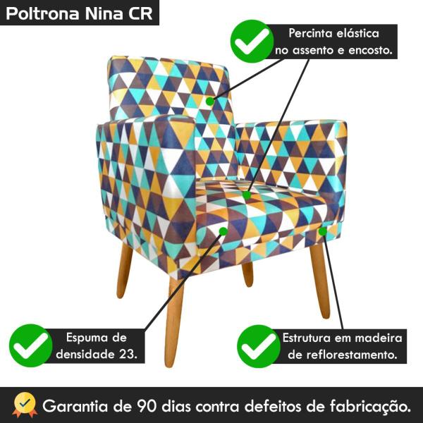 Imagem de kit 2 Poltronas Nina Decorativas Suede Triângulo Verde