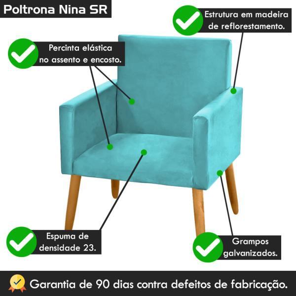 Imagem de kit 2 Poltronas Nina Decorativas Tecido Suede Azul TiffanyPé Palito Madeira-Maitê Moda Casa