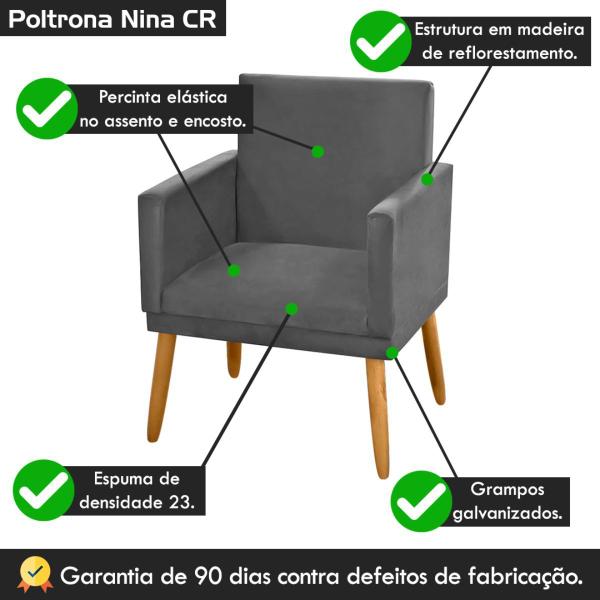 Imagem de kit 2 Poltronas Nina Decorativas Tecido Suede Cinza Grafite Rodapé-Maitê Moda Casa