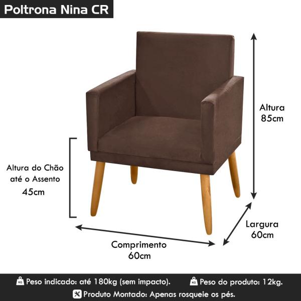 Imagem de kit 2 Poltronas Nina Decorativas Tecido Suede Marrom Claro