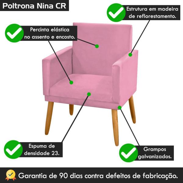 Imagem de kit 2 Poltronas Nina Decorativas Tecido Suede Rosa