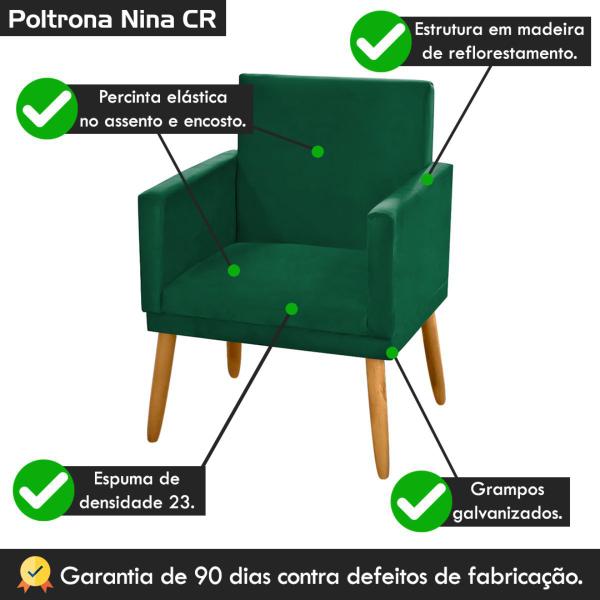 Imagem de kit 2 Poltronas Nina Decorativas Tecido Suede Verde Militar