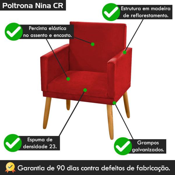 Imagem de kit 2 Poltronas Nina Decorativas Tecido Suede Vermelho