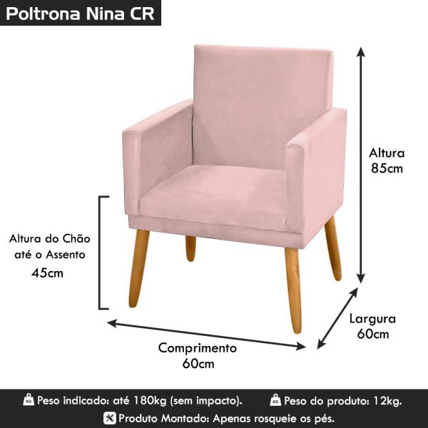 Imagem de kit 2 Poltronas Nina Decorativas Tecido Veludo Rose