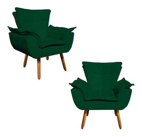 Imagem de Kit 2 Poltronas Opala Recepção King Lar Suede Verde