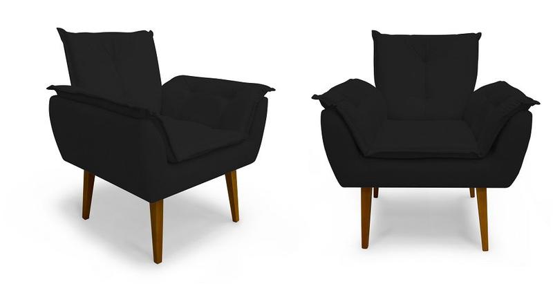 Imagem de Kit 2 Poltronas Opala Suede Preto - Meu Lar Decorações