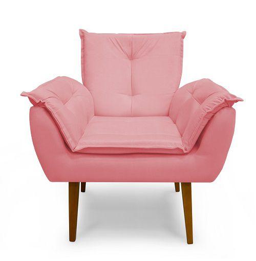 Imagem de Kit 2 Poltronas Opala Suede Rosa - Meu Lar Decorações