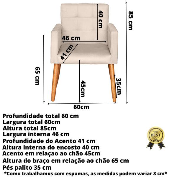 Imagem de Kit 2 Poltronas para Manicure cadeira com Puff decorativa para Sala de Estar Recepção escritório pés palito resistente